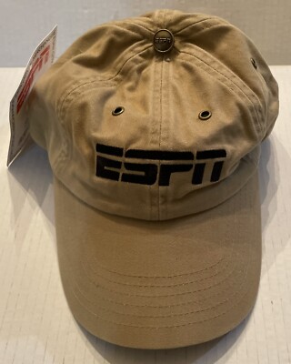 ESPN ESPN2 Tan & Black Embroidered Strap back Hat Cap **BRAND NEW w ...