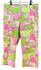 Lilly Pulitzer Crop Capri Pant 12 Stretch Print Pink Green Cocktails Floral