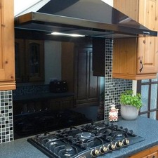 Black Glass Splashback - Toughened - Made to measure - Free Adhesive