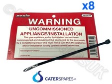 PACK OF 8 WARNING APPLIANCE UNCOMMISSIONED INSTALLATION TAG RED NOTICE LABEL
