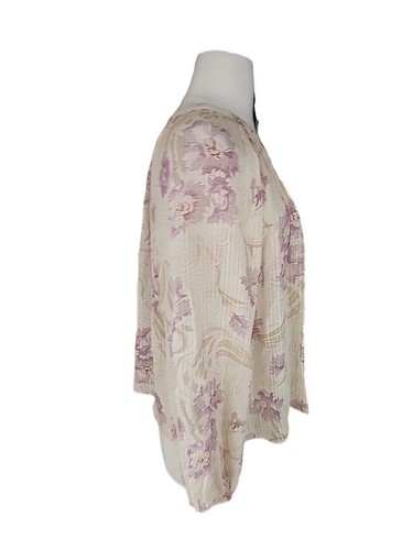 Blusa Vanessa Bruno Talla 40 (US 8) Crema 1/4 Botón Floral Mezcla Seda Tobago - Imagen 5 de 8