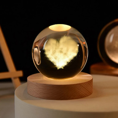 USB LED Night Light Galaxy Crystal Ball Lamp 3D