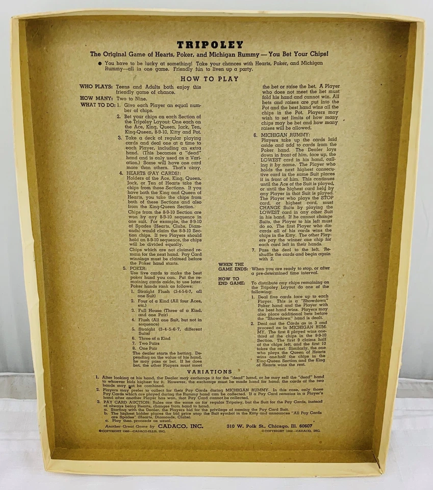 1969 Tripoley Mat by Cadaco in Great Condition FREE SHIPPING - Image 4 of 4