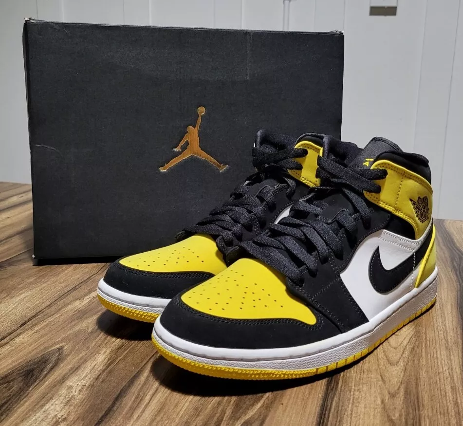 Size 8 - Nike Air Jordan 1 Mid SE Yellow Toe Black (852542-071)