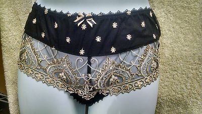 Fauve by Fantasie 0156 Merissa Short UK Sz Smll/ US Sz Smll or 6 Black/Gold NWOT