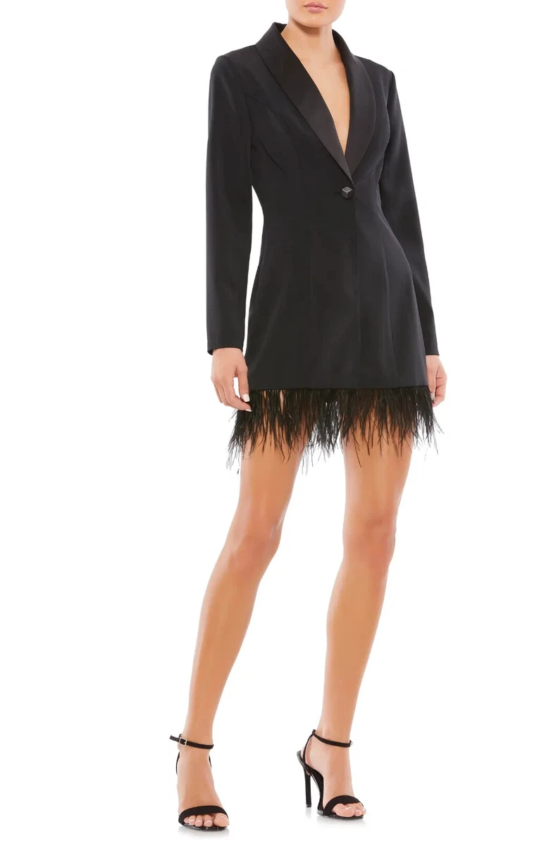 Long sleeve tuxedo dress black cheap