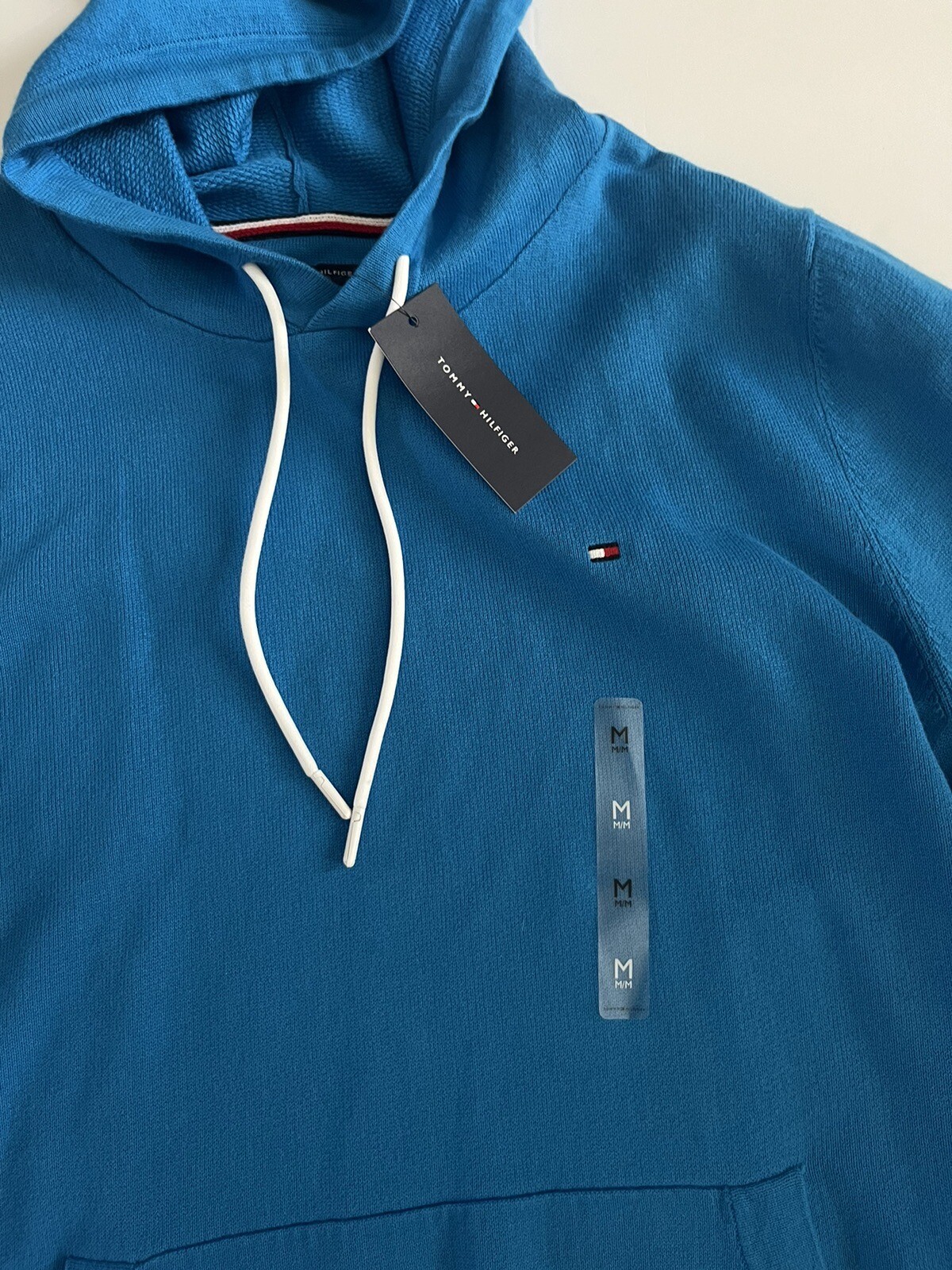 NWT Tommy Hilfiger Men's Essential Pullover Sweater Hoodie Blue Size M