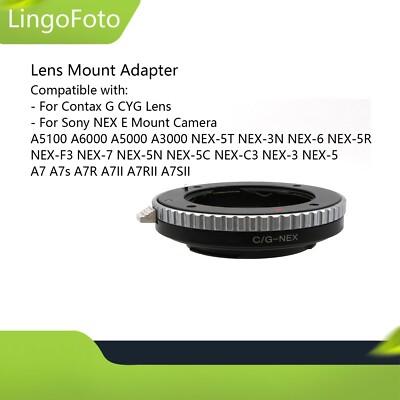 Lens Mount Adapter for Contax G CYG Lens to for Sony NEX E Mount Camera NEX 3