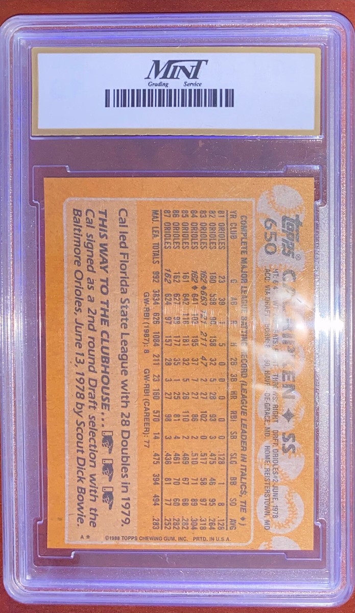 1988 Topps Cal Ripken JR Baltimore Orioles #650 Baseball Card GEM