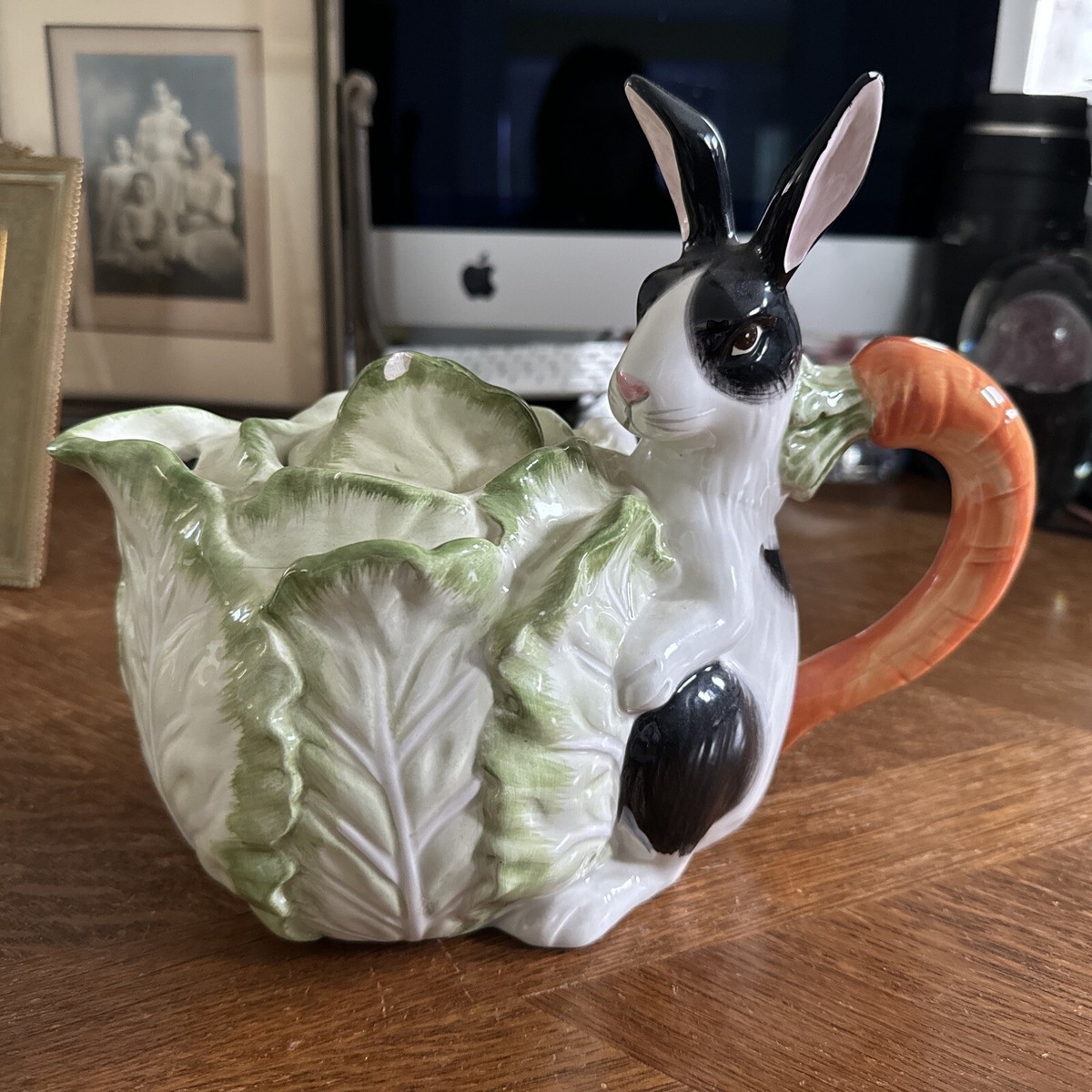 Fitz & Floyd Kensington Rabbit Bunny w/ Cabbage - Large Tea Pot 