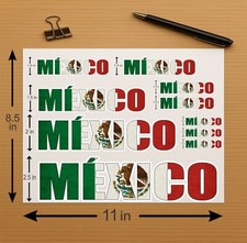 Mexico Flag Letters Vinyl Sticker Set   Full Color Weatherproof
