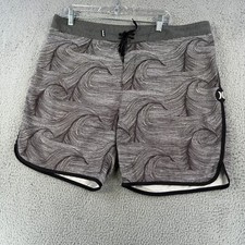 Hurley Phantom Board Shorts Mens 40  Swim Trunks Gray Wave Geometric Beach