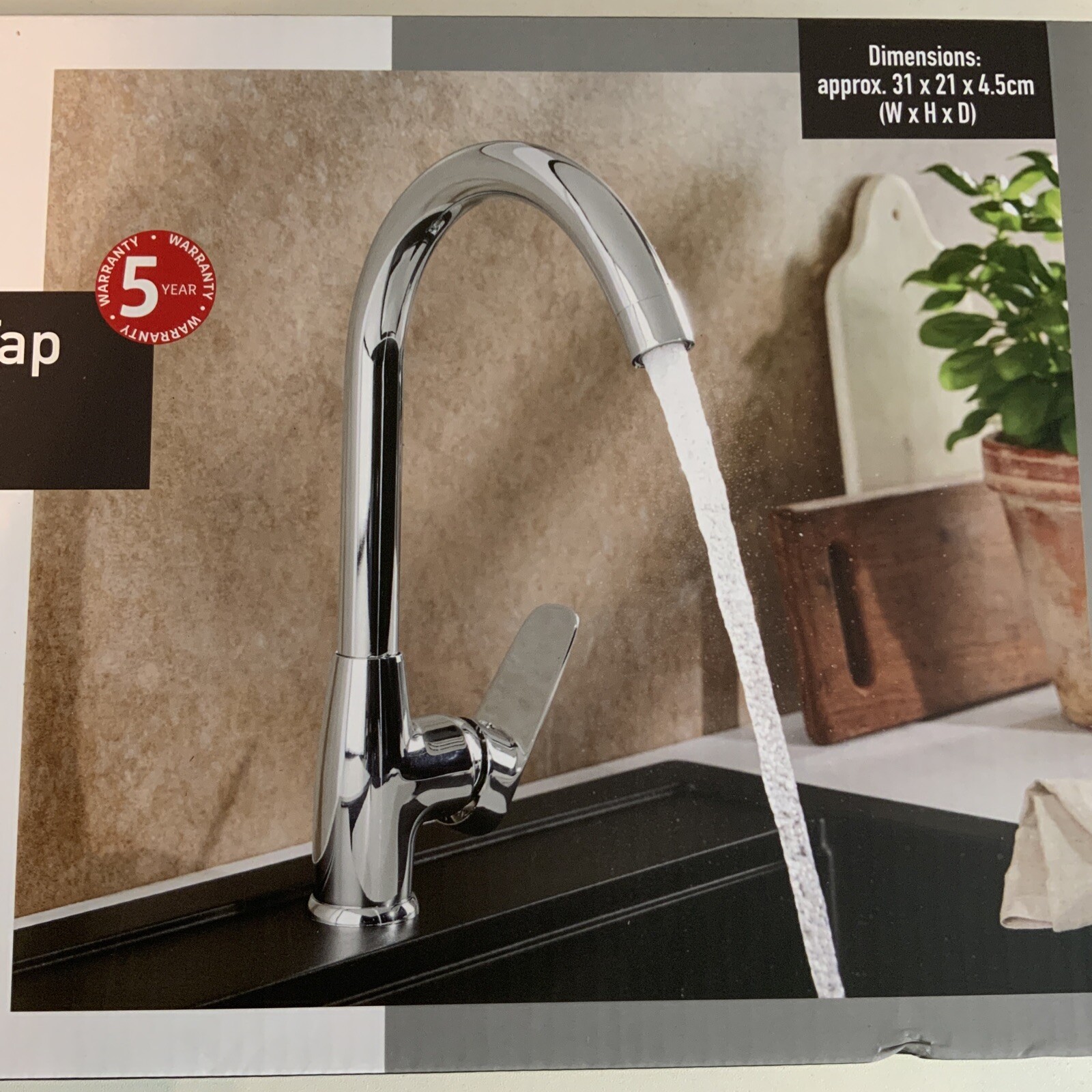 Livarno Home Kitchen Mixer Tap Swivel 33x21.5x5cm Eco Click Flow Control eBay