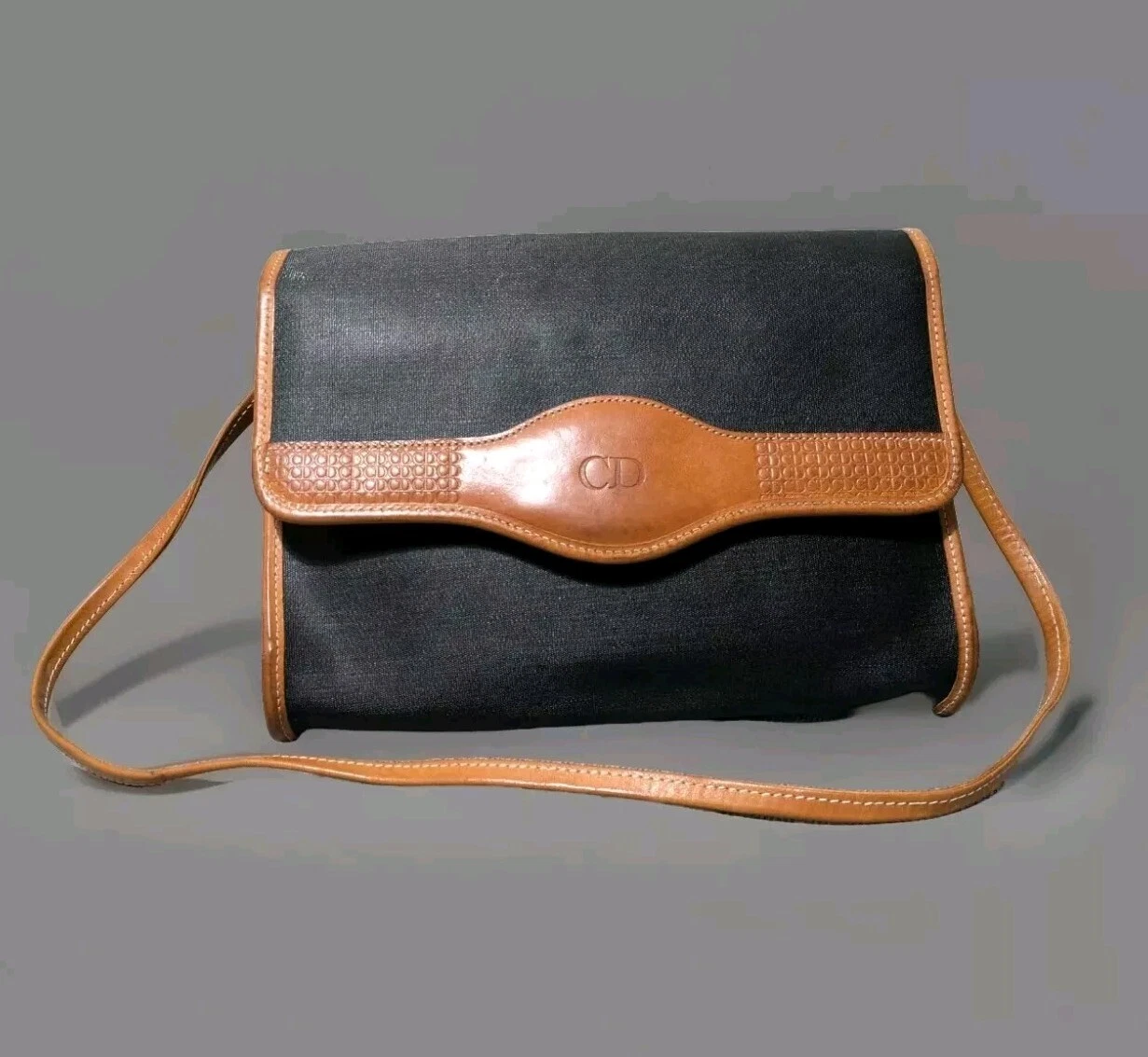 Authentique sac bandoulière Christian Dior vintage années 80 noir marron