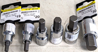 NEW WRIGHT TOOL HEX Socket - METRIC- 1/2'' Dr. Select Size-Made in USA  F. Ship
