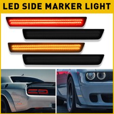 Front Rear Led Side Marker Light Smoked Lens Lamp For 2015-2022 Dodge Challenger