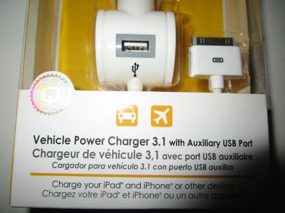 Cargador de alimentación para vehículo QMADIX 3.1 NUEVO puerto USB auxiliar 15 W 7 pies cable bobina Foto 4 de 4