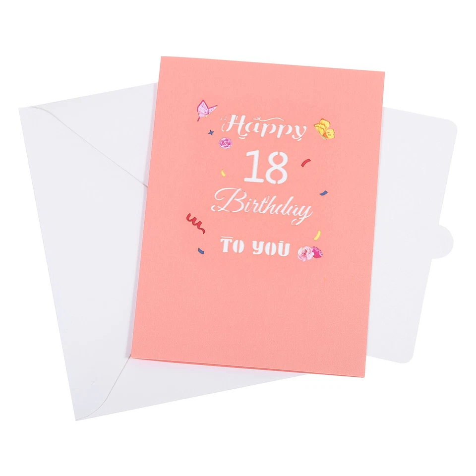 18th Birthday Card, Pop-Out Birthday Card Happy Birthday 3D Flower Butterflies Foto 4 de 4