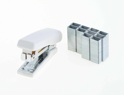 KANGARO MINI-10 STAPLER WITH STAPLE REMOVER HOOK FREE 1000 STAPLES OFFICE IVORY - Picture 3 of 7