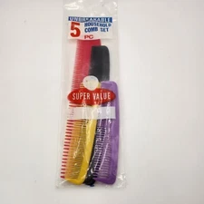 Vintage 1970's 5 Pack Assorted Unbreakable Combs Made in USA New #2