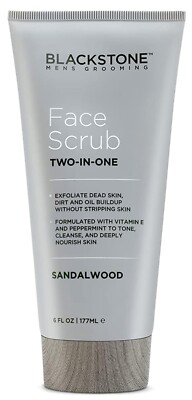 Men's Face Scrub Two-In-One Facial Scrub with Vitamin E - Sandalwood - 6 Oz