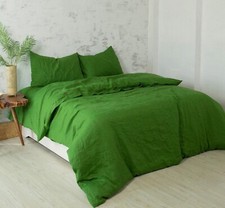 Fern green Duvet Cover Stonewashed Linen Duvet Cover Twin King Queen duvet set