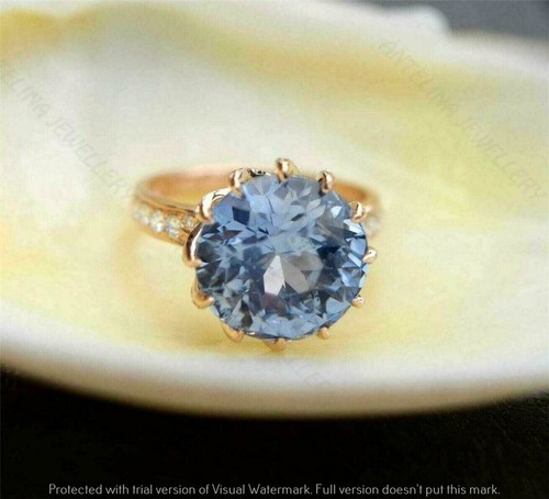2.50Ct Round Cut Blue Tanzanite Solitaire Engagement Ring 14K Rose Gold Finish - Picture 6 of 10