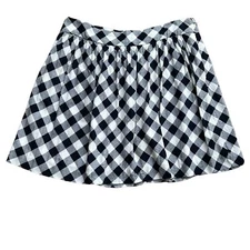 Crown and Ivy Skirt Womens 12 Blue White Gingham Pleated Lined Preppy Checkered