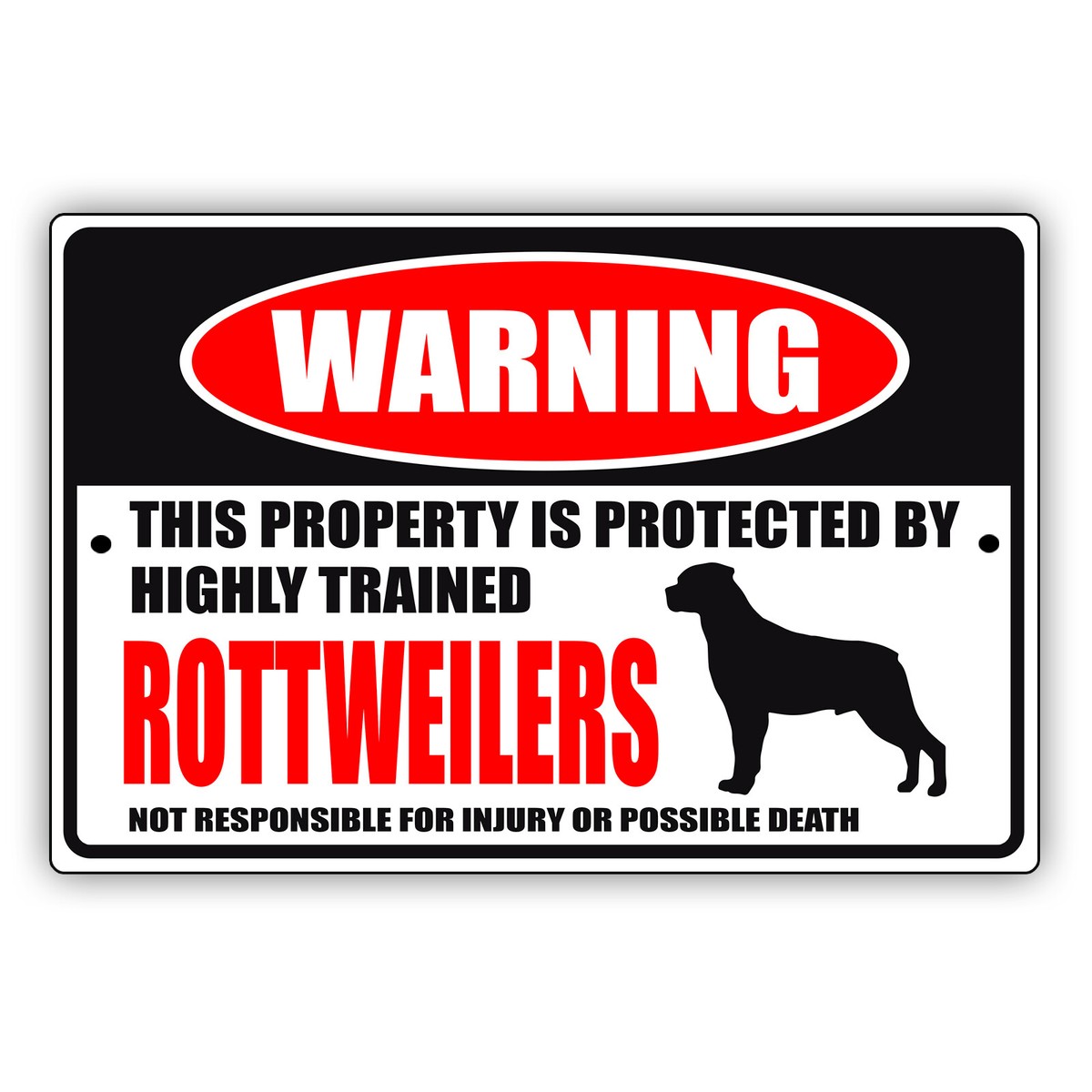 Rottweiler Tin Sign , Danger Protected By Rottweiler, Rottweiler Sign...