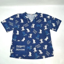 Merial Paws To Save Pets Medical Blue Scrub Top Women's Size M