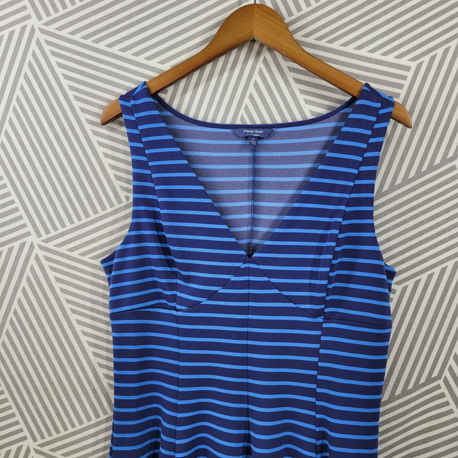 VETEMENTS Abito Peter Som taglia 12 lunghezza ginocchio blu jersey elasticizzato righe casual donna