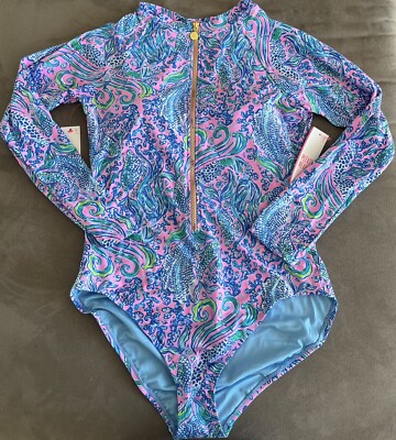 NWT Lilly Pulitzer Randee Rashguard One-Piece Swimsuit We Mermaid It Size 12