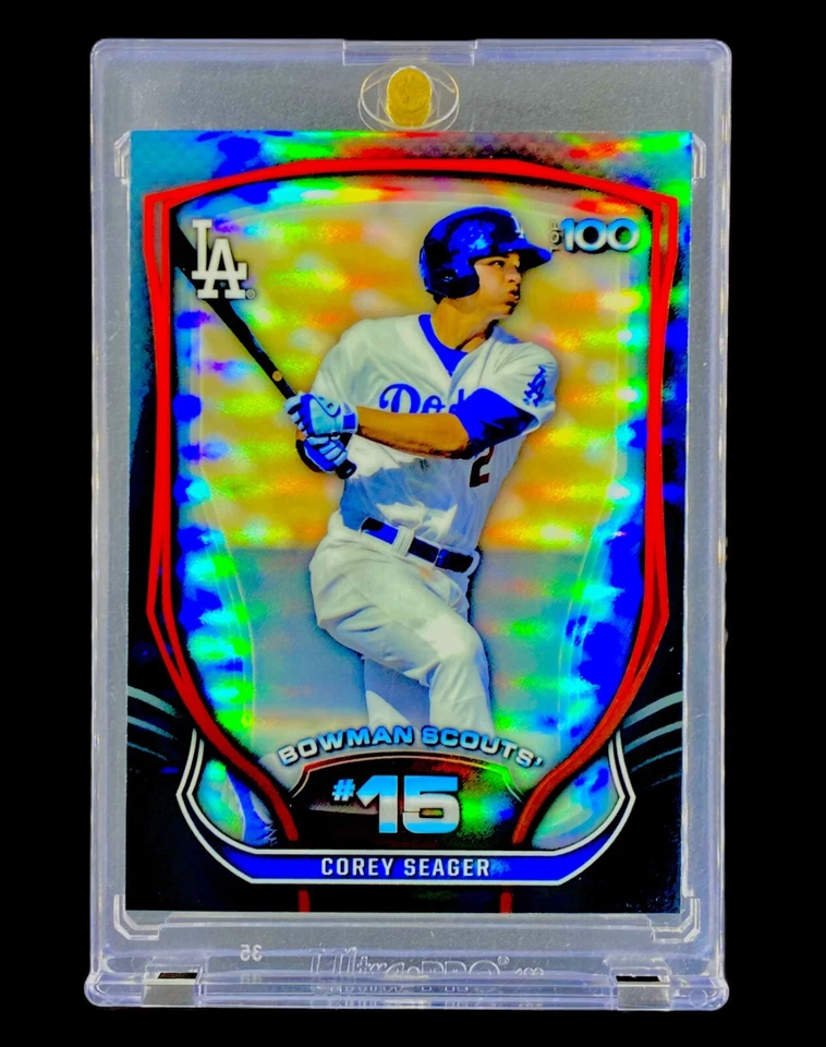 COREY SEAGER REFRACTOR NEGRO NOVATO HOLO SP Bowman Inserto Cromo - RANGERS Foto 4 de 4