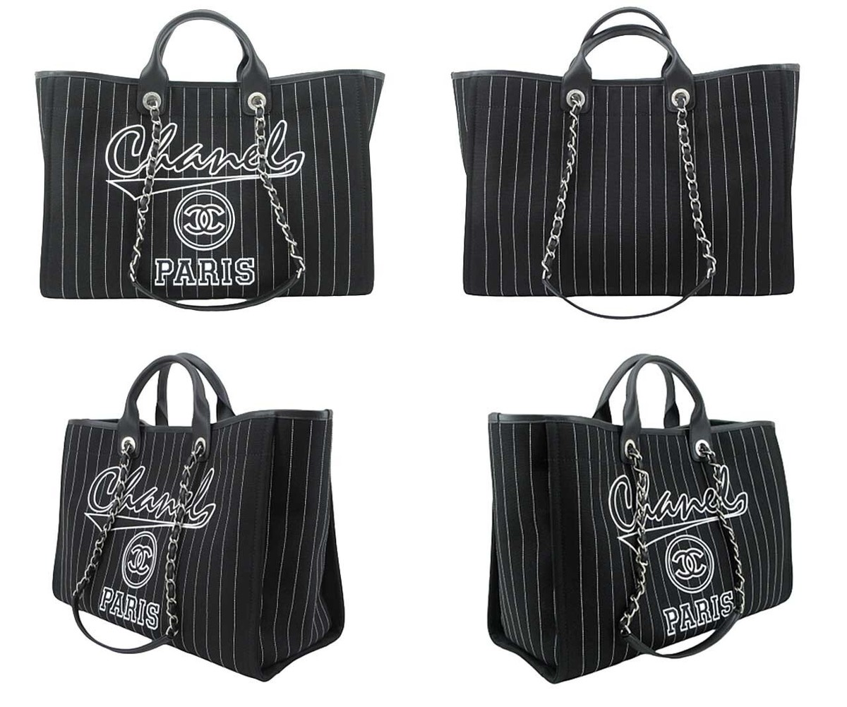 CHANEL Deauville Line 2WAY Canvas Tote Bag 2023 Model Black