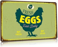 Vintage Farm Fresh Eggs for Farmhouse Tin Metal Signs Home D cor 8x12