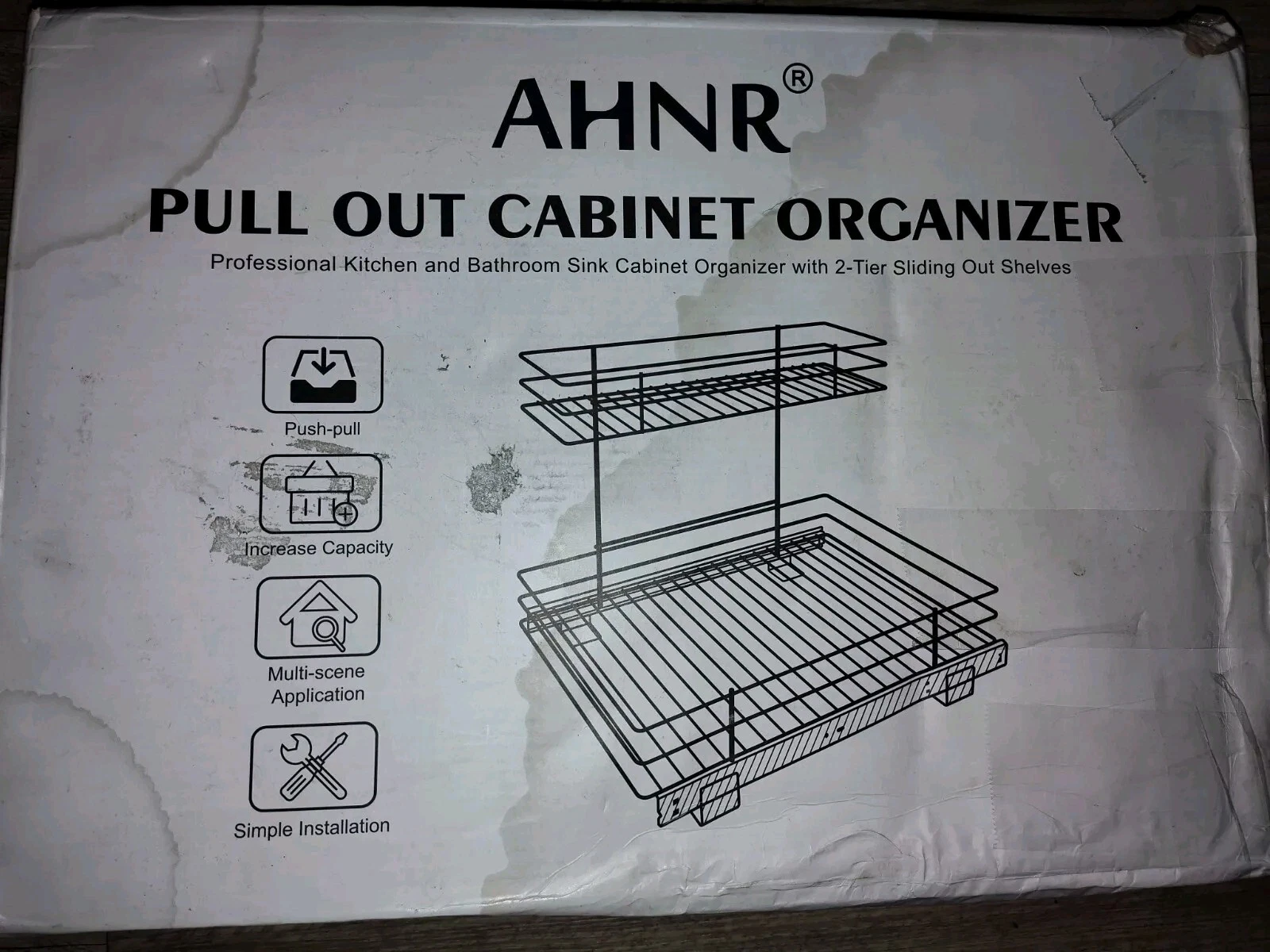 AHNR Pull Out Cabinet Organizer 2 Tier Sliding Our Shelves