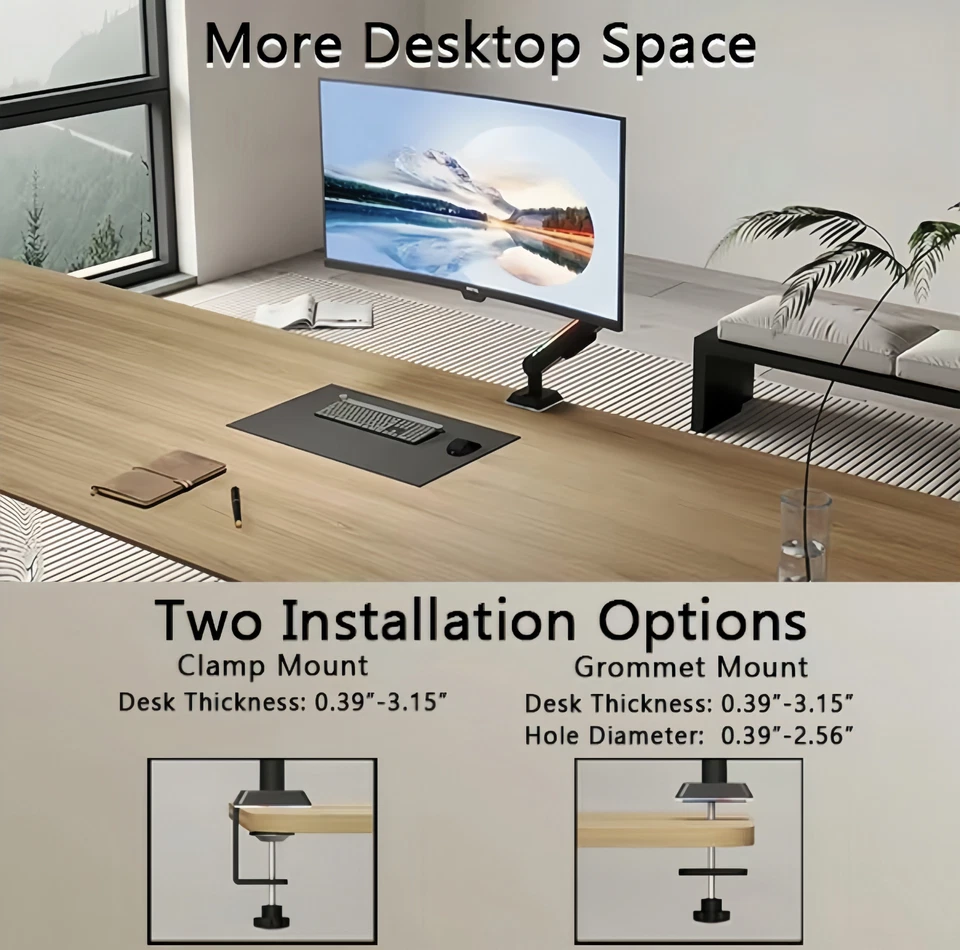 Theark RGB Gaming & Office Monitor Arm 27"-32" Desk Mount, Adjustable Stand - Image 4 of 4