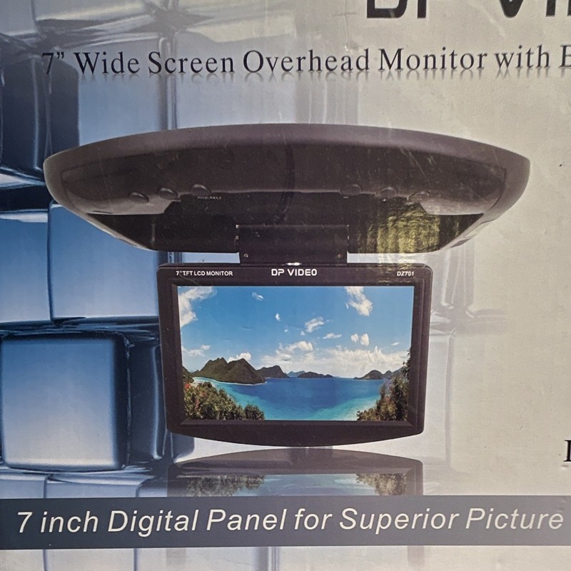 DP VIDEO DZ701 7in Flip-Down Overhead/Roof LCD Monitor w/ Auxiliary Input