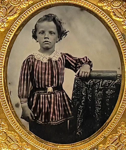 1/6th Plate Colored Ambrotype - Young Boy- Rare Thermoplastic Union Case