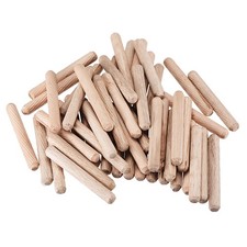 8x60mm Wooden Dowel Pin Wood Kiln Dried Fluted Beveled Hardwood 50pcs