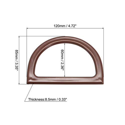 4.7" D Shape Purse Handle Handbag Handle Replacement for DIY Making, 4Pcs Coffee - Picture 2 of 6