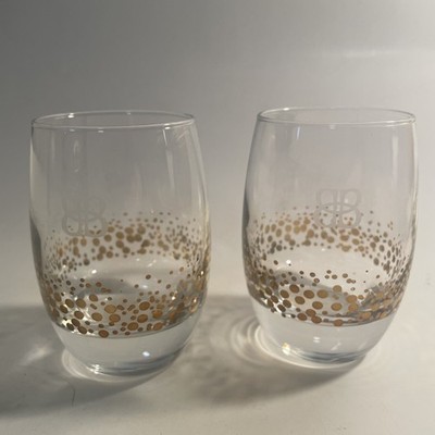 Set of 2 Baileys Irish Cream Gold Dot Confetti BB Liquor Lowball Tumbler Glasses