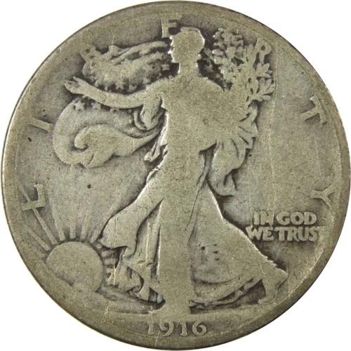1916 Liberty Walking Silver Half Dollar G Good 50c Coin SKU:I25106