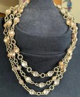 Clear Frosted Glass Necklace Gold Tone Coldwater Creek Multi Strand Champagne &