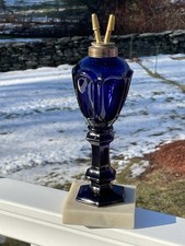 ca.1830's Beautiful Purple/Cobalt New England Glass Co. Whale Oil Lamp