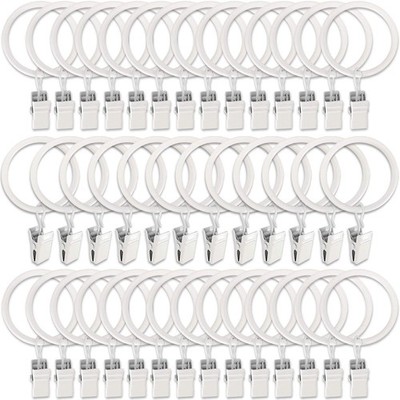 40 Pack Metal Curtain Rings with Clips, Drapery Clips Hooks, Decorative Curta...