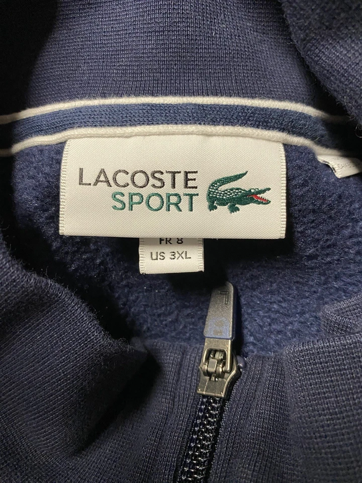 Chaqueta deportiva Lacoste para hombre 3XL EE. UU. azul cremallera completa algodón bombardero deportivo Foto 3 de 4