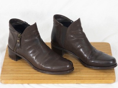 Stuart Weitzman Women s 9 N Brown Leather Side Zip Ankle Boots