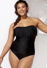 Swimsuits for All Women's Fringe Bandeau One Piece Swimsuit Plus Sz 20 NEW