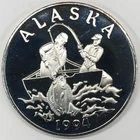 1994 Fishermen / Seal of the State of Alaska 1 oz Proof Silver Round - RARE/HTF